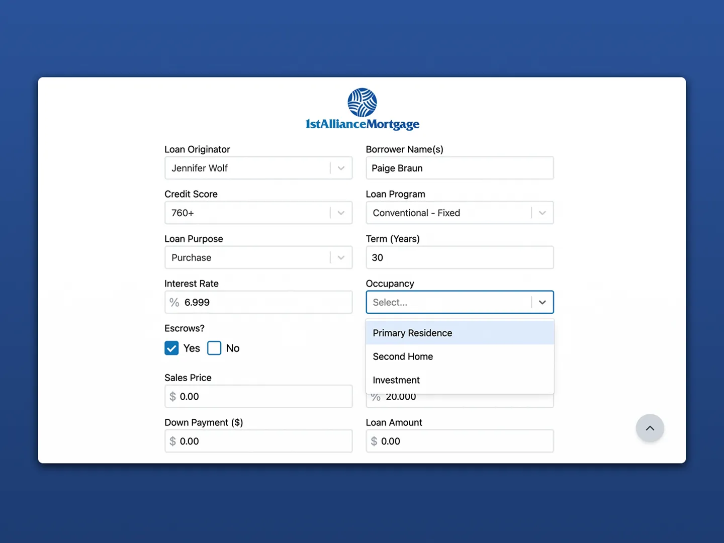 mortgage fee estimator screenshot 1
